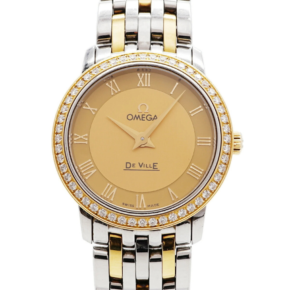 Omega De Ville Prestige Diamond Bezel 413.25.27.60.08.001 Gold Dial Women's W...